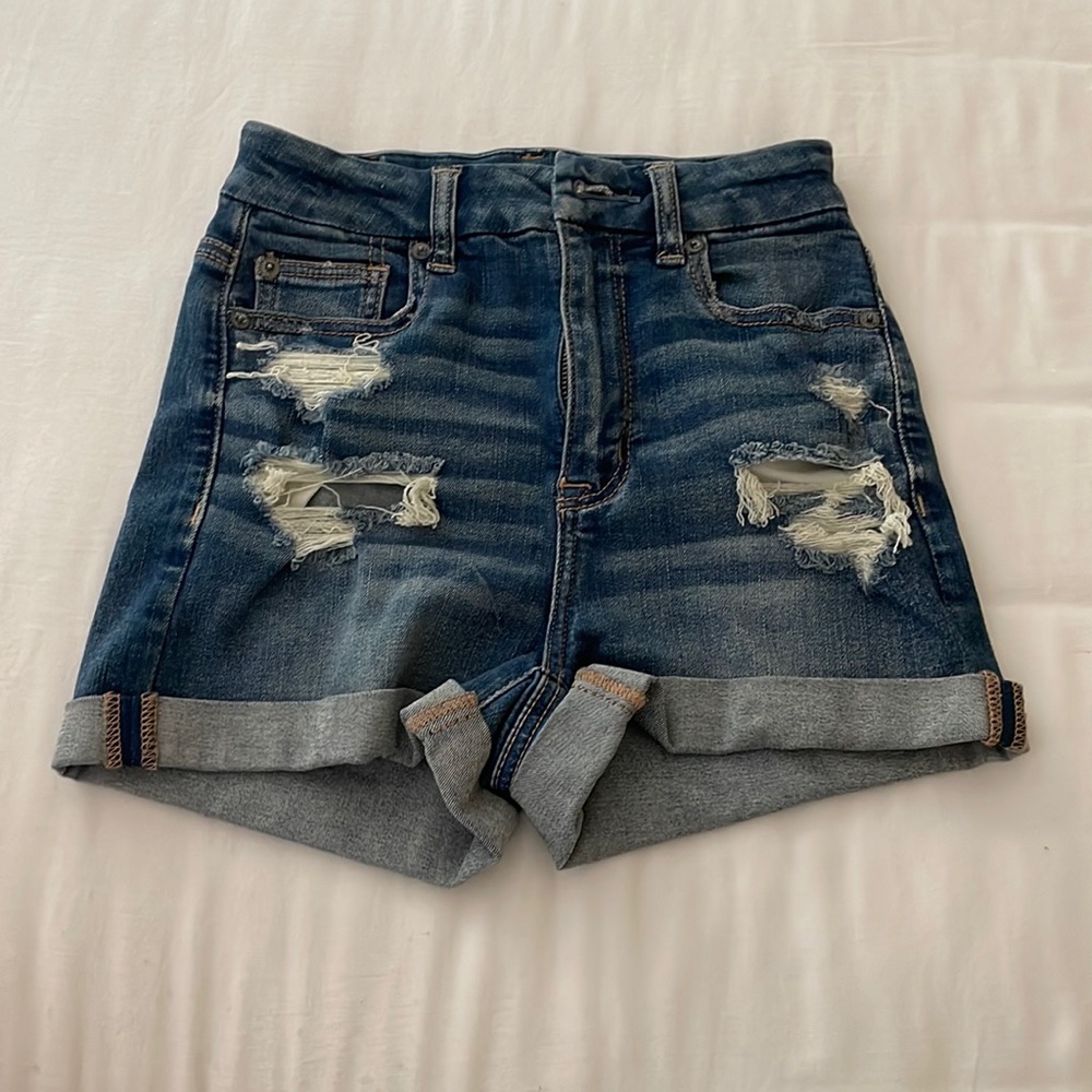 American Eagle, Hi-Rise Curvy Shortie, Denim, Shorts, Size: 0